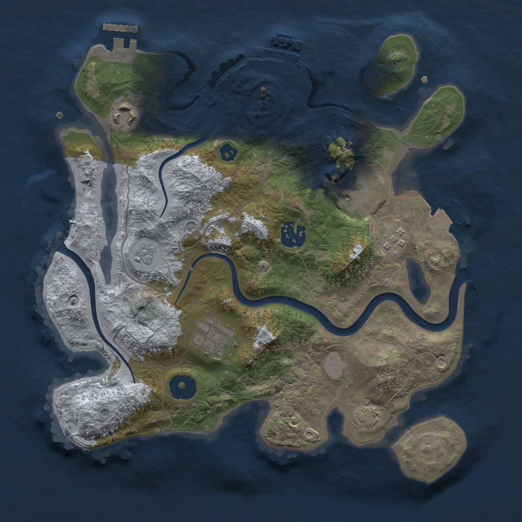 Rust Map: Procedural Map, Size: 3000, Seed: 2127464950, 11 Monuments