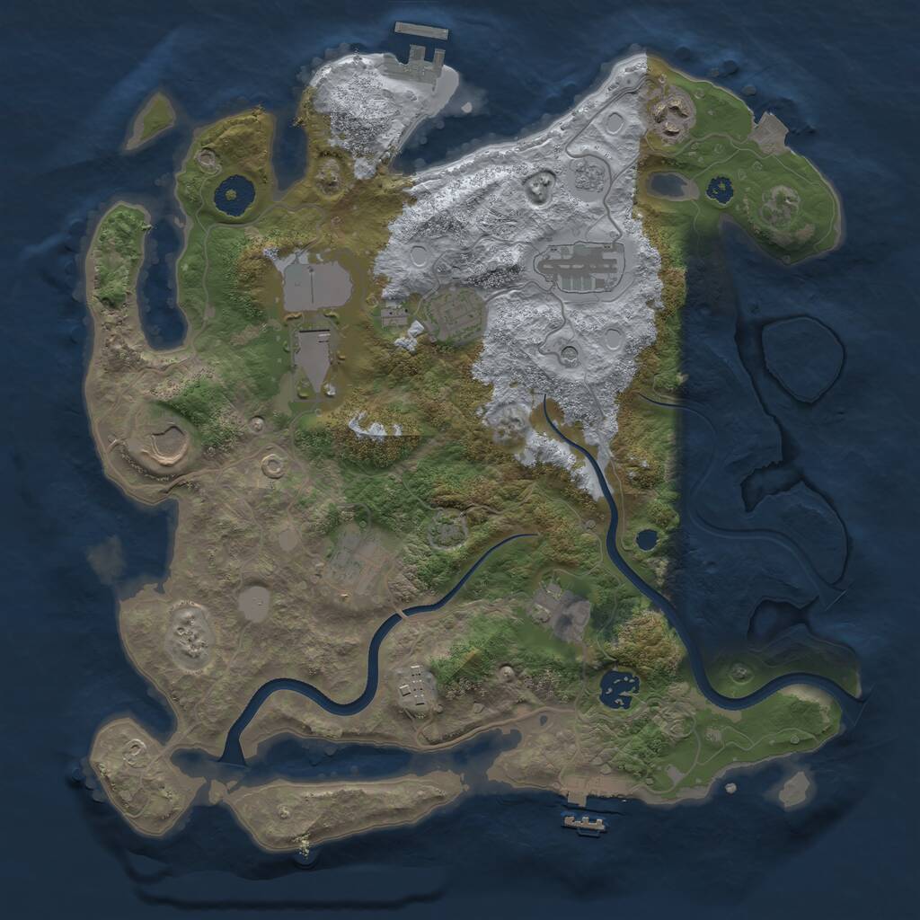 Rust Map: Procedural Map, Size: 3500, Seed: 886992, 15 Monuments