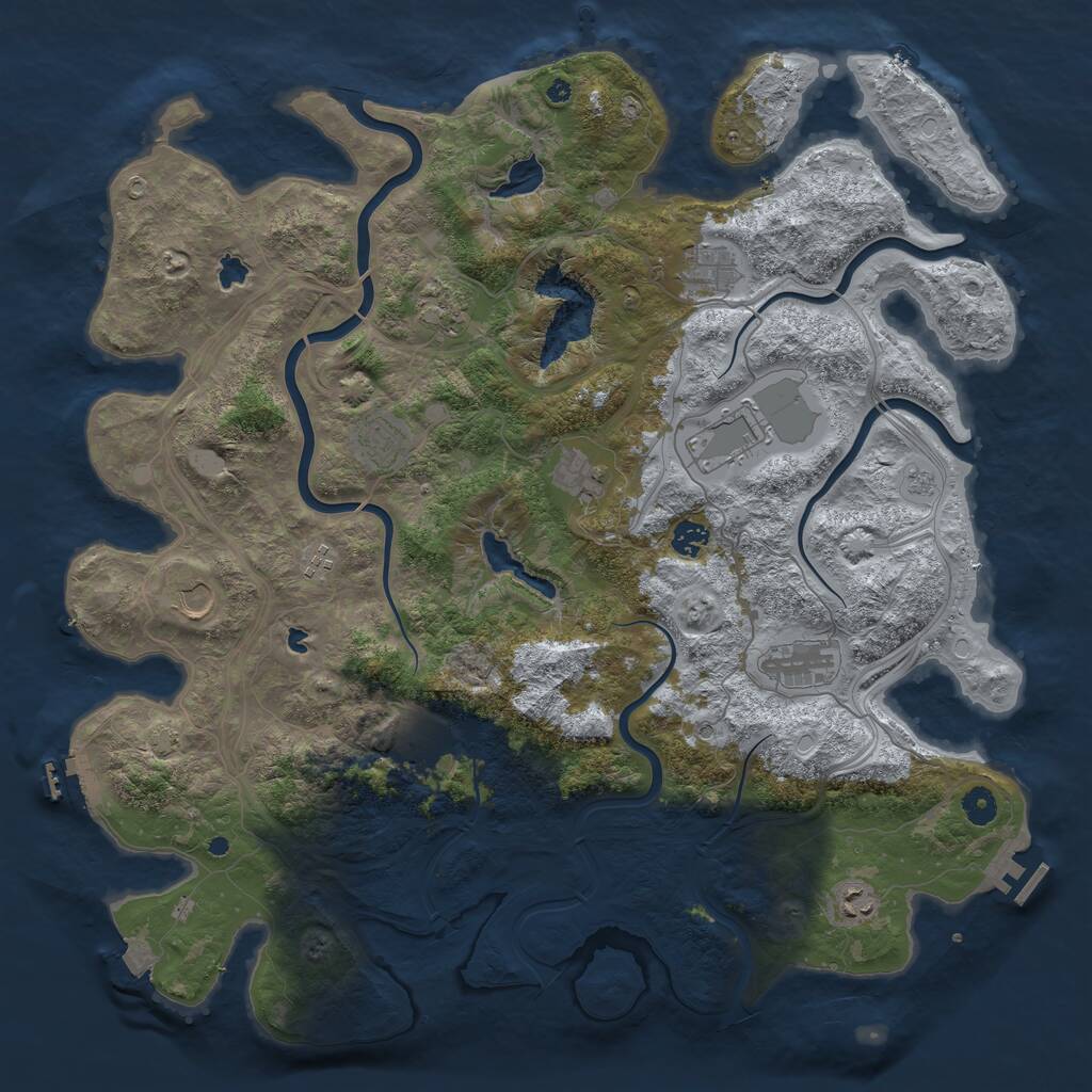 Rust Map: Procedural Map, Size: 4550, Seed: 57879911, 17 Monuments
