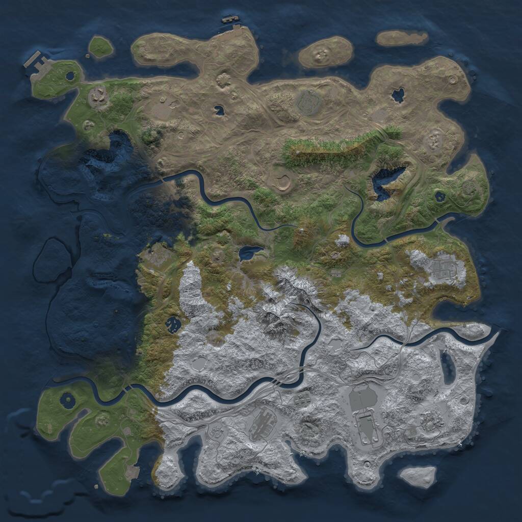 Rust Map: Procedural Map, Size: 5000, Seed: 412353987, 17 Monuments