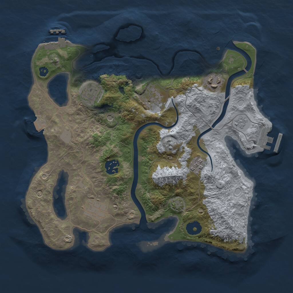 Rust Map: Procedural Map, Size: 3000, Seed: 46546543, 12 Monuments