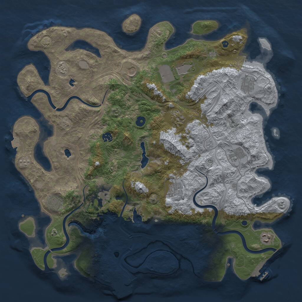 Rust Map: Procedural Map, Size: 4500, Seed: 2036344870, 17 Monuments