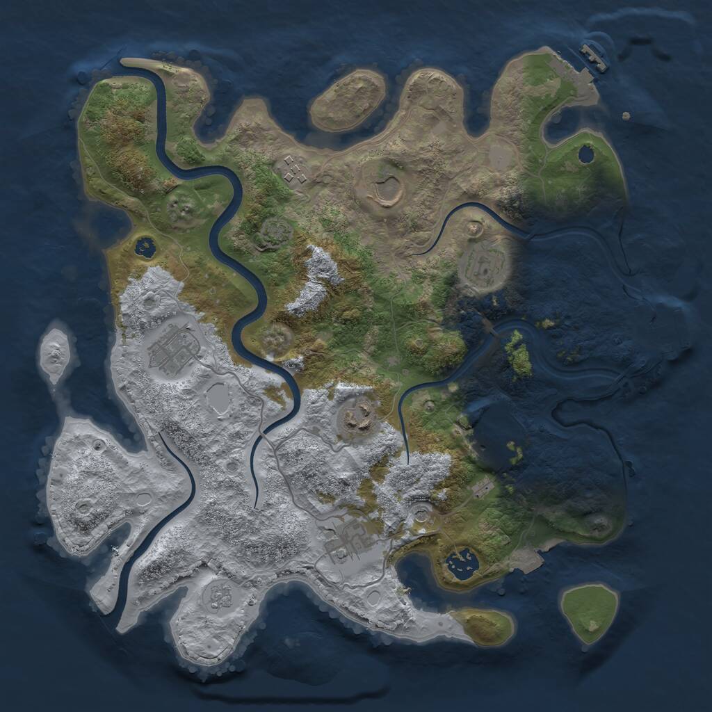 Rust Map: Procedural Map, Size: 3500, Seed: 956815005, 14 Monuments