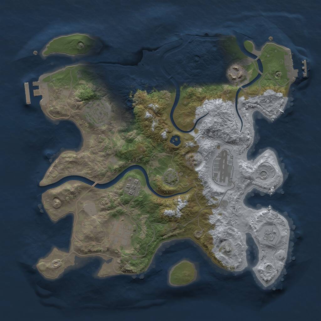 Rust Map: Procedural Map, Size: 3000, Seed: 33080885, 11 Monuments