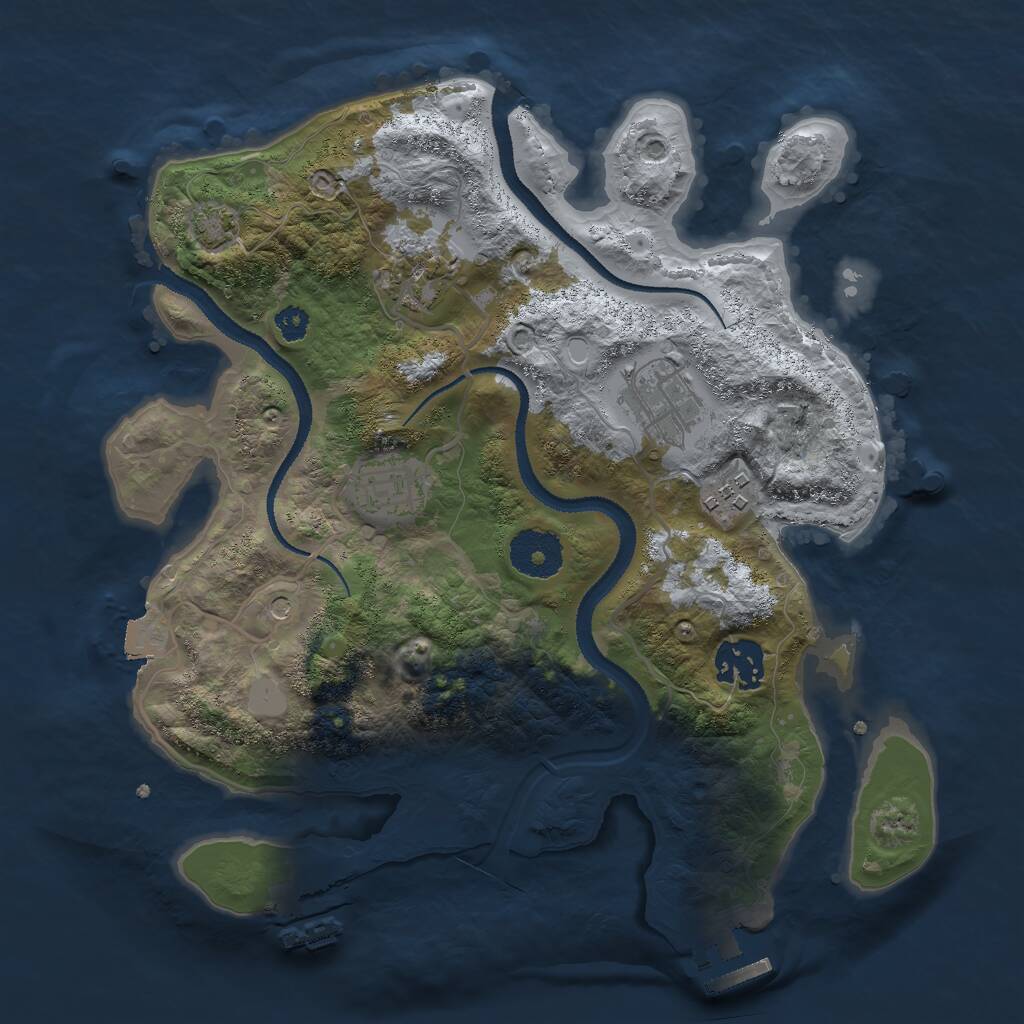 Rust Map: Procedural Map, Size: 3000, Seed: 42222, 10 Monuments