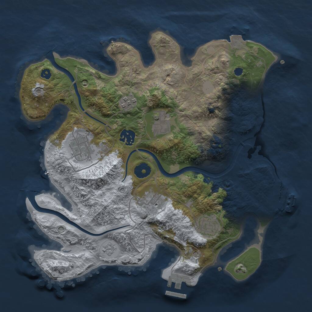 Rust Map: Procedural Map, Size: 3000, Seed: 512217143, 12 Monuments