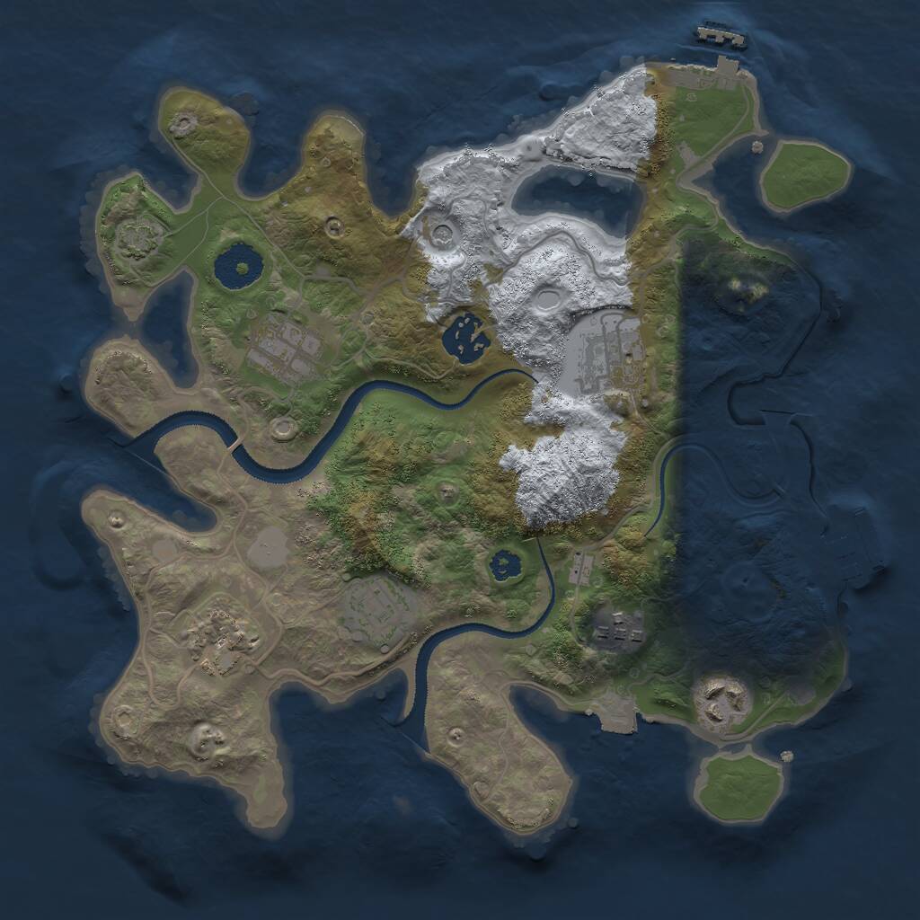 Rust Map: Procedural Map, Size: 3000, Seed: 120705219, 12 Monuments