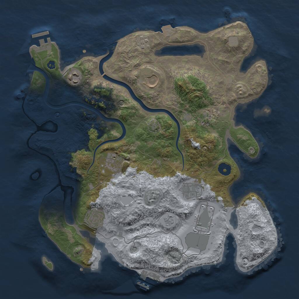 Rust Map: Procedural Map, Size: 3500, Seed: 1440048203, 14 Monuments