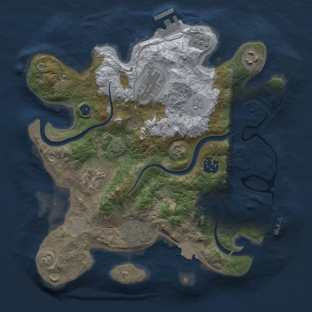 Rust Map: Procedural Map, Size: 3000, Seed: 648248, 12 Monuments