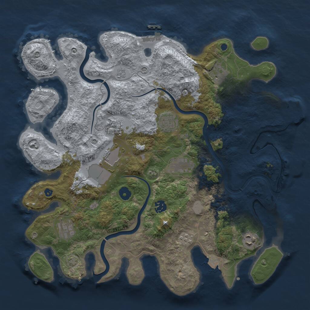 Rust Map: Procedural Map, Size: 3750, Seed: 613210531, 15 Monuments
