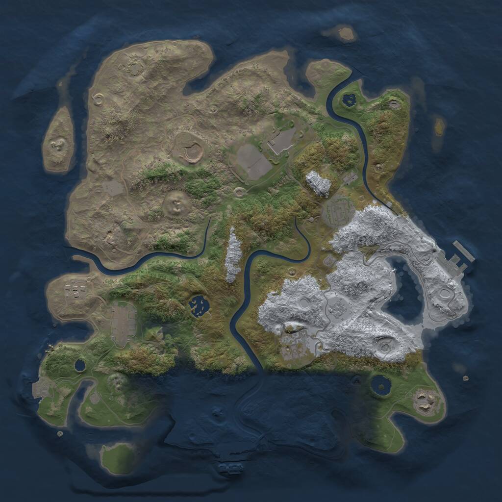Rust Map: Procedural Map, Size: 3720, Seed: 1857858105, 14 Monuments