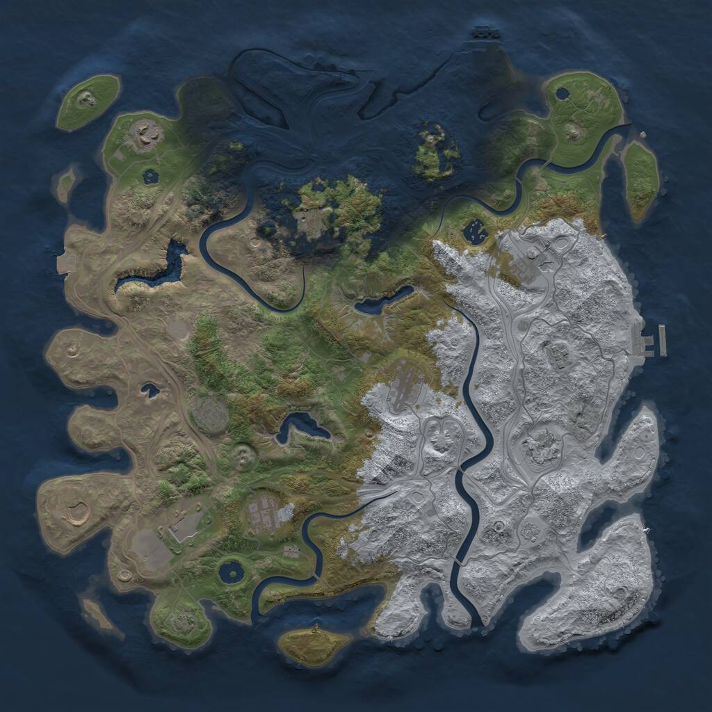 Rust Map: Procedural Map, Size: 4500, Seed: 1277158721, 17 Monuments