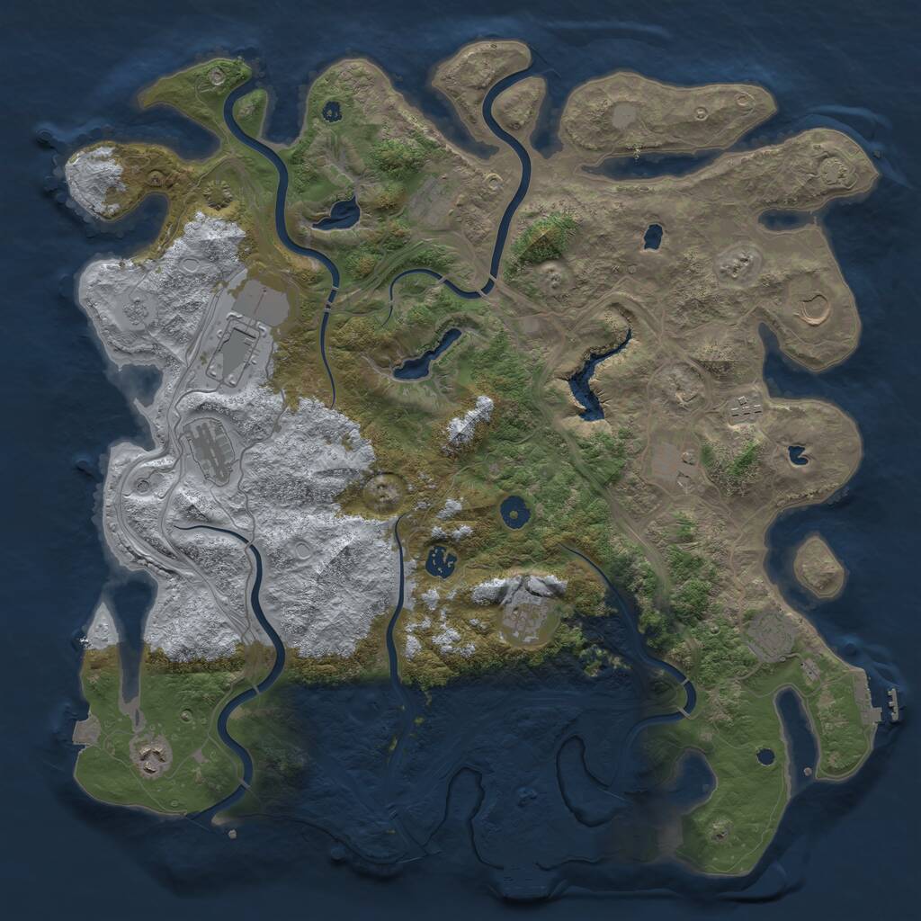 Rust Map: Procedural Map, Size: 4500, Seed: 447859093, 16 Monuments