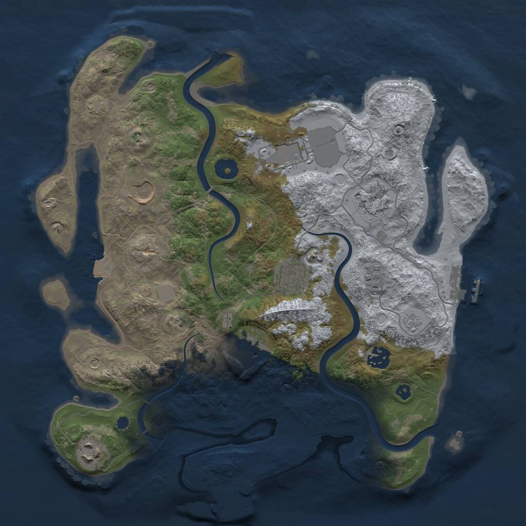 Rust Map: Procedural Map, Size: 3500, Seed: 34725815, 14 Monuments