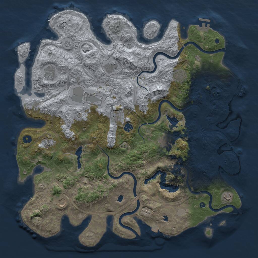 Rust Map: Procedural Map, Size: 4500, Seed: 398761372, 17 Monuments