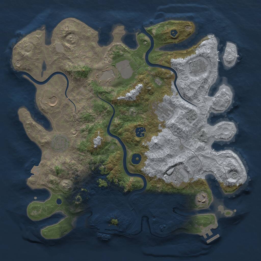 Rust Map: Procedural Map, Size: 3750, Seed: 208458442, 15 Monuments