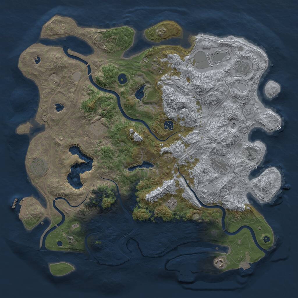 Rust Map: Procedural Map, Size: 4500, Seed: 3837167, 15 Monuments