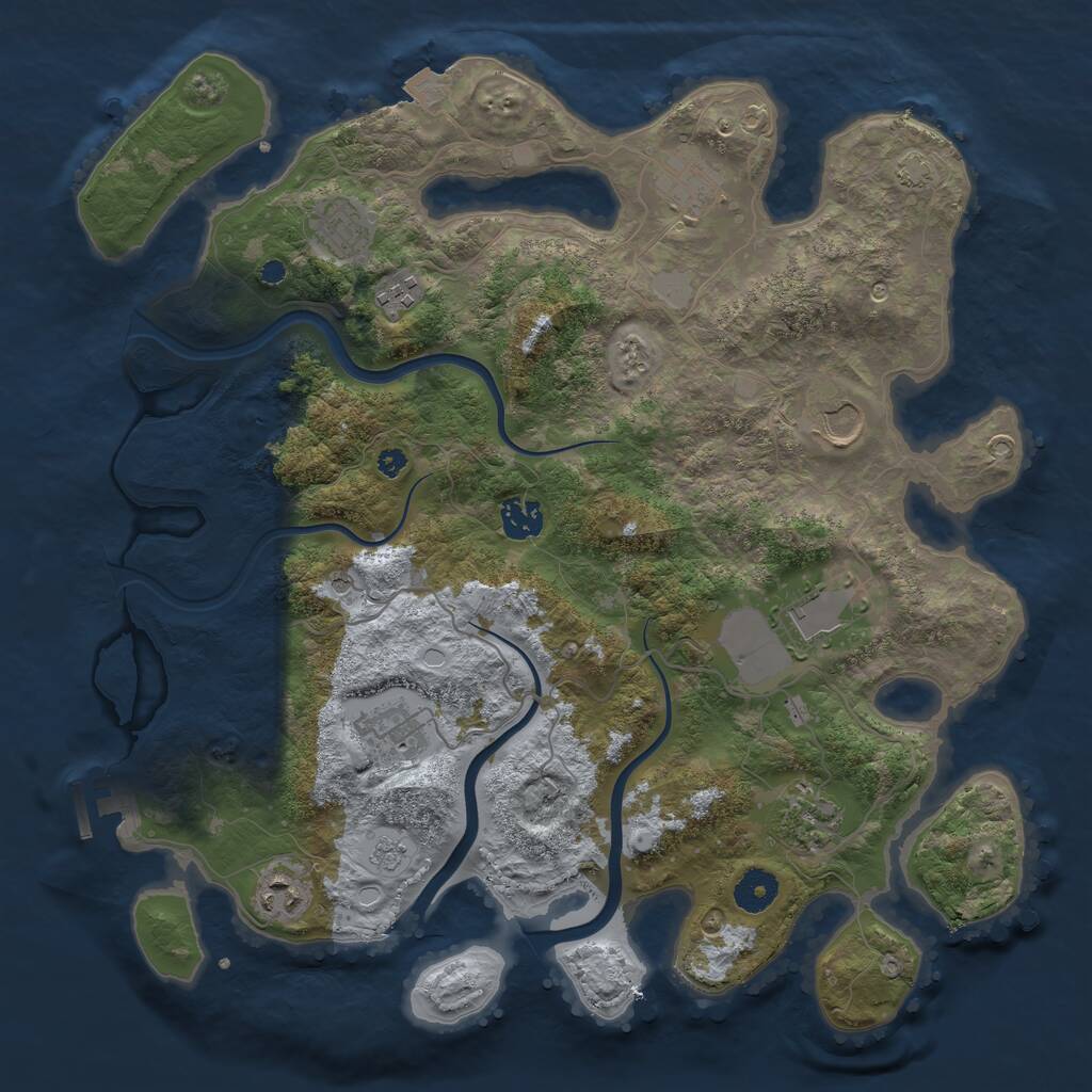 Rust Map: Procedural Map, Size: 3800, Seed: 1835123149, 14 Monuments