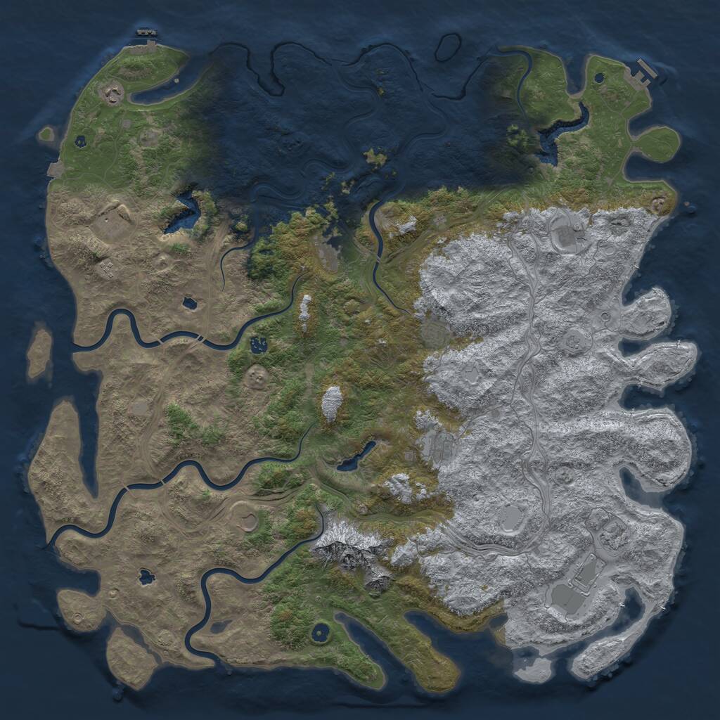 Rust Map: Procedural Map, Size: 6000, Seed: 1934962496, 19 Monuments