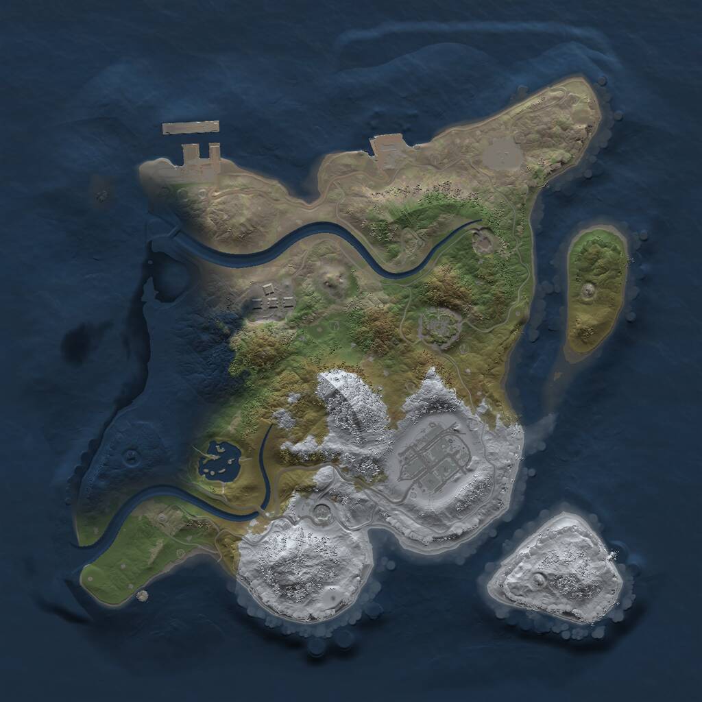 Rust Map: Procedural Map, Size: 2500, Seed: 83522414, 7 Monuments