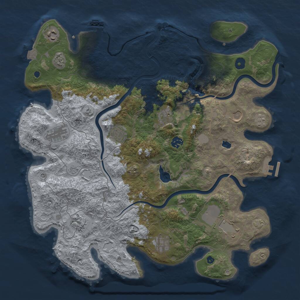 Rust Map: Procedural Map, Size: 4000, Seed: 24642, 16 Monuments