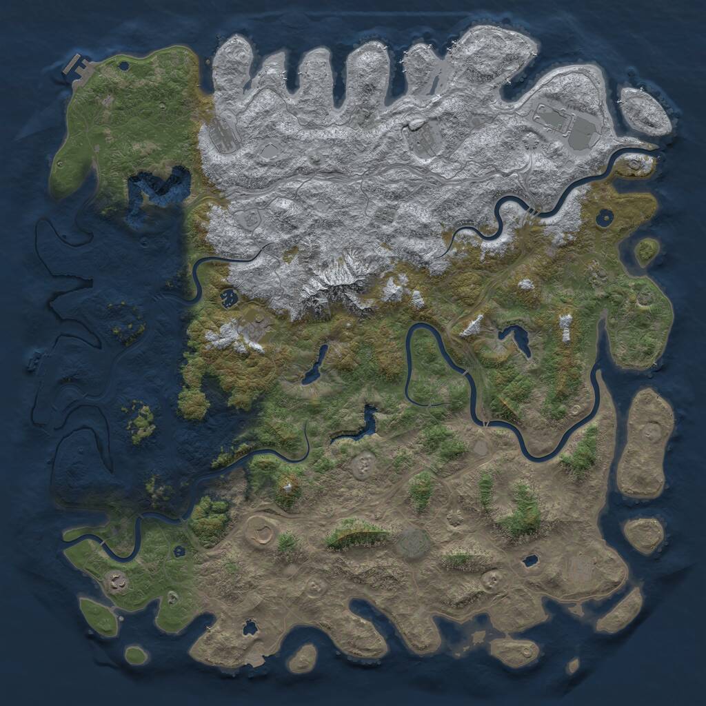 Rust Map: Procedural Map, Size: 6000, Seed: 677118362, 17 Monuments