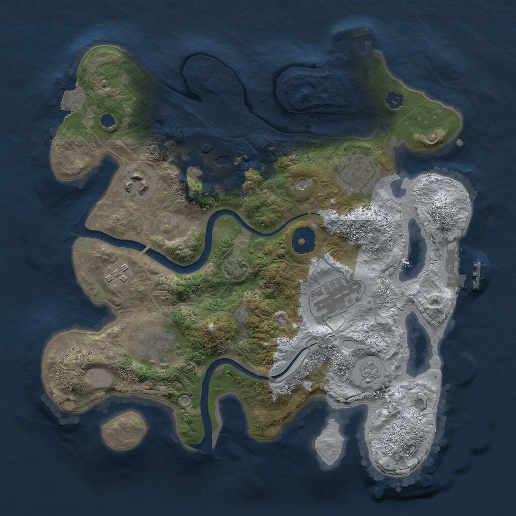 Rust Map: Procedural Map, Size: 3000, Seed: 110882386, 12 Monuments
