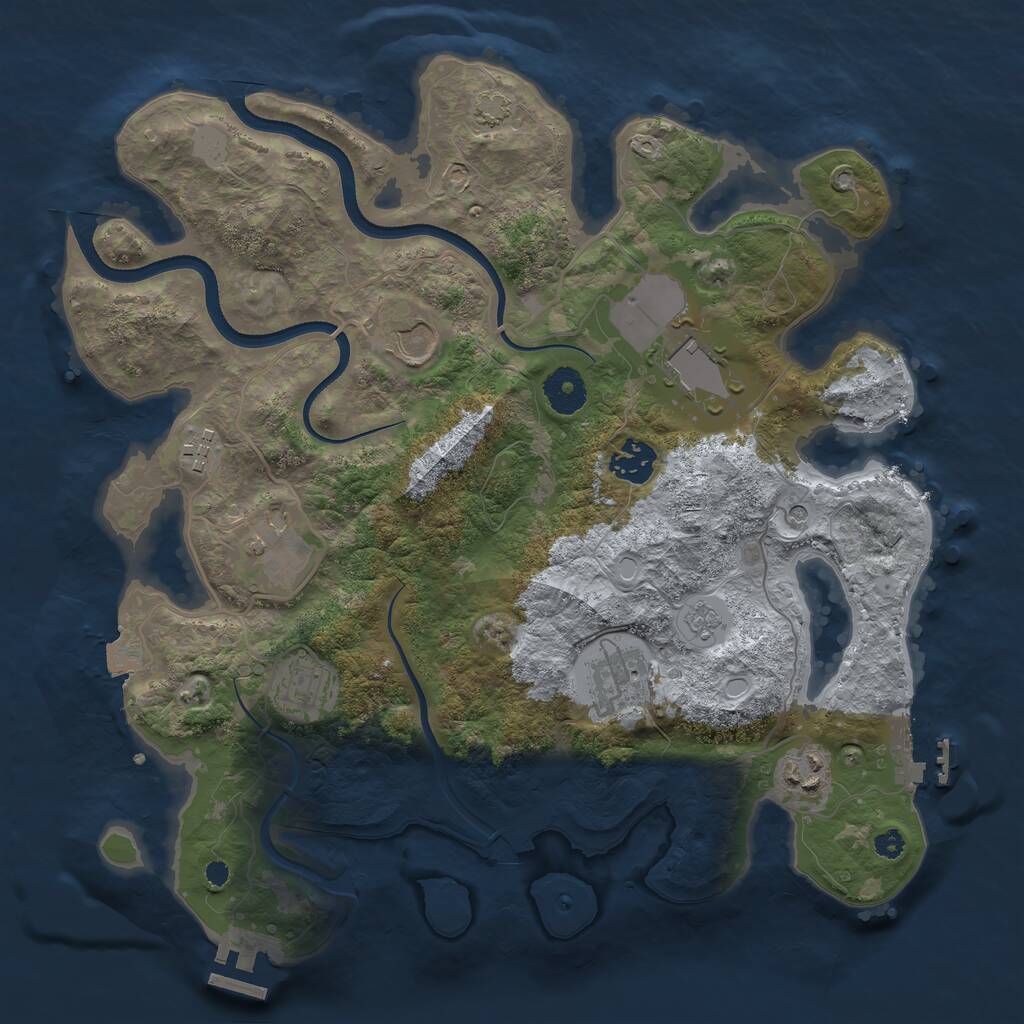 Rust Map: Procedural Map, Size: 3500, Seed: 1458197426, 14 Monuments