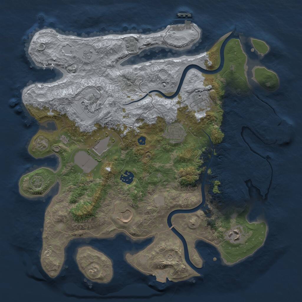 Rust Map: Procedural Map, Size: 3500, Seed: 974128523, 14 Monuments