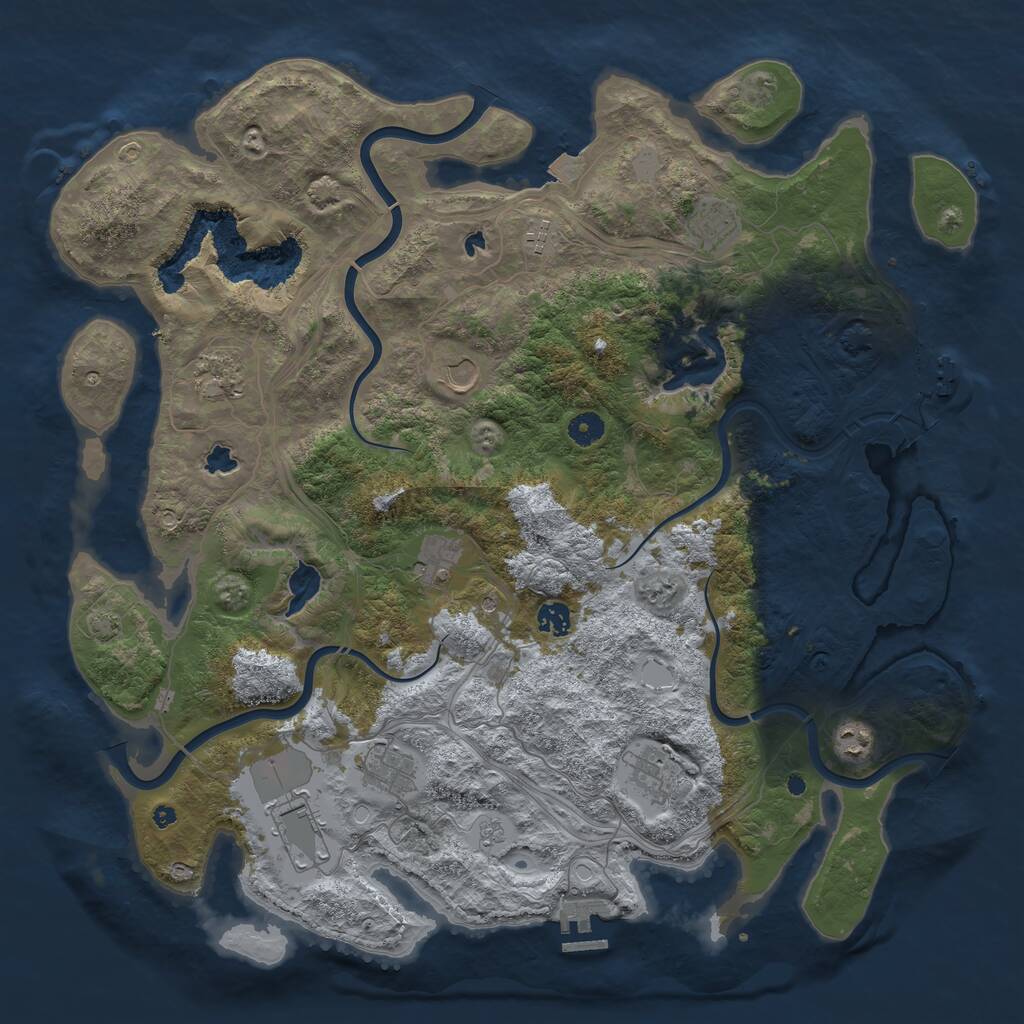 Rust Map: Procedural Map, Size: 4500, Seed: 491582590, 16 Monuments