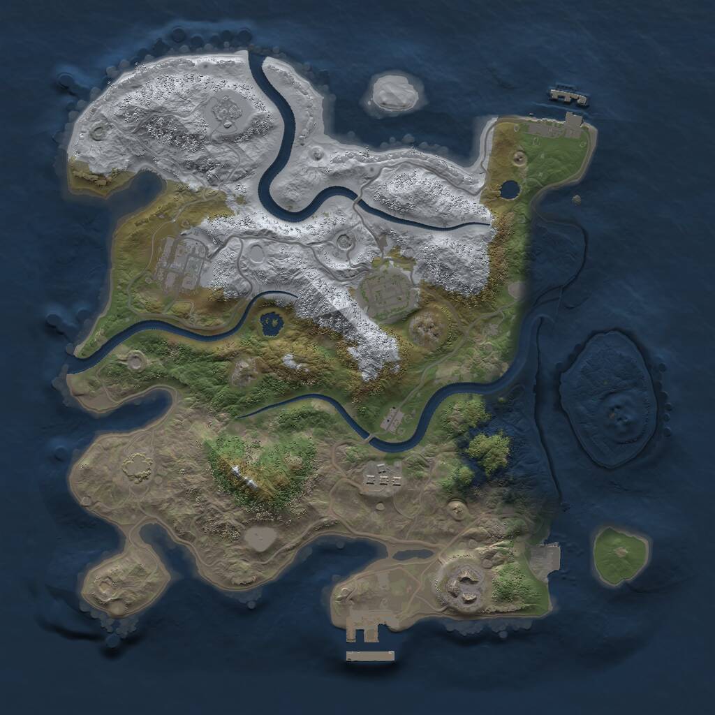 Rust Map: Procedural Map, Size: 3000, Seed: 81782916, 10 Monuments