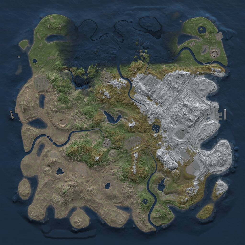 Rust Map: Procedural Map, Size: 4500, Seed: 591584888, 17 Monuments