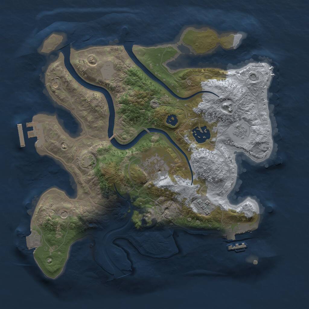 Rust Map: Procedural Map, Size: 2700, Seed: 1055638296, 9 Monuments