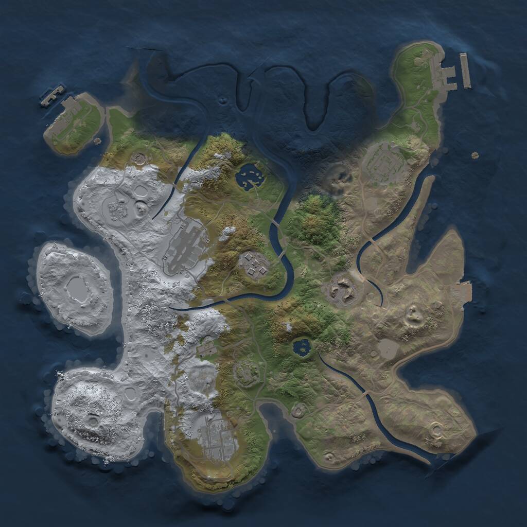 Rust Map: Procedural Map, Size: 3000, Seed: 26485, 12 Monuments