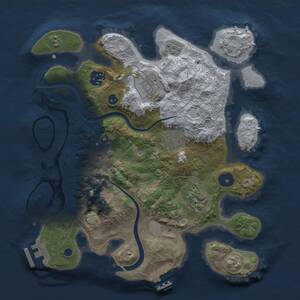 Thumbnail Rust Map: Procedural Map, Size: 3000, Seed: 2126337381, 11 Monuments
