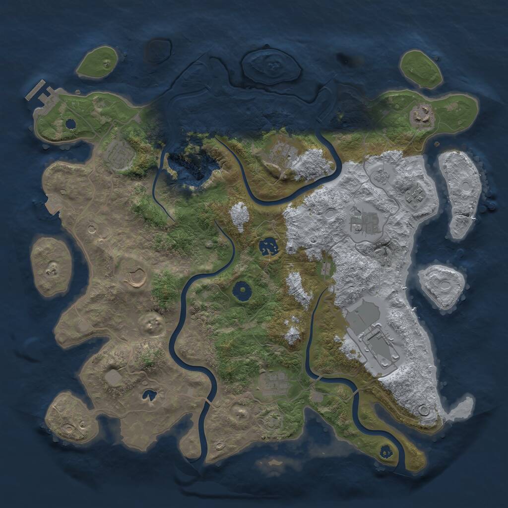Rust Map: Procedural Map, Size: 4000, Seed: 1180916995, 14 Monuments