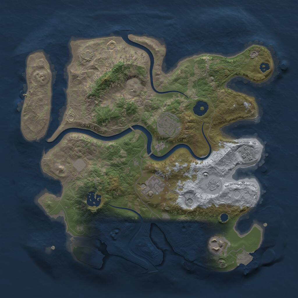 Rust Map: Procedural Map, Size: 3000, Seed: 65629, 9 Monuments