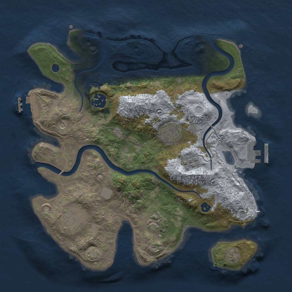 Rust Map: Procedural Map, Size: 3000, Seed: 504235, 10 Monuments