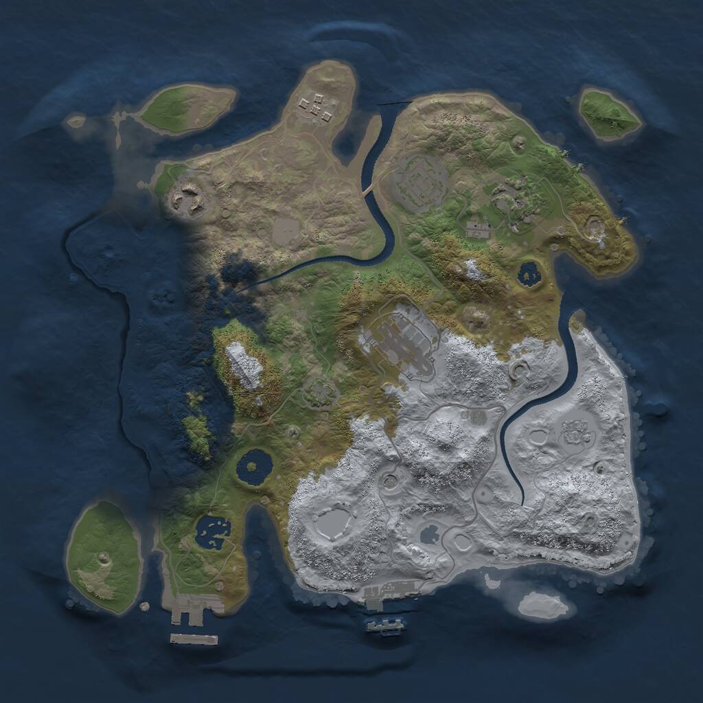 Rust Map: Procedural Map, Size: 3000, Seed: 76621, 12 Monuments