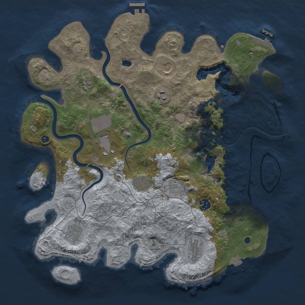 Rust Map: Procedural Map, Size: 4000, Seed: 4457, 16 Monuments