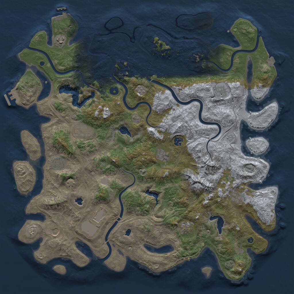 Rust Map: Procedural Map, Size: 5000, Seed: 1143522873, 17 Monuments