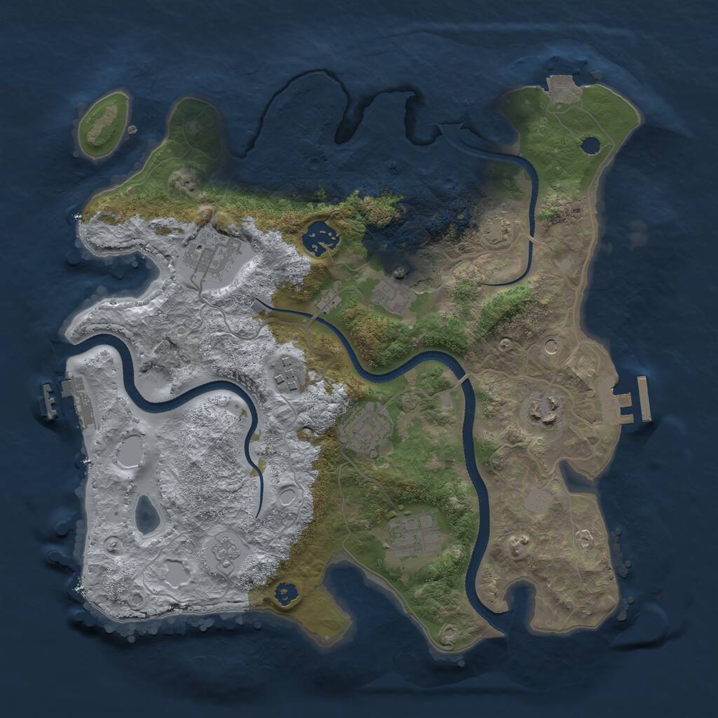 Rust Map: Procedural Map, Size: 3200, Seed: 72718, 13 Monuments