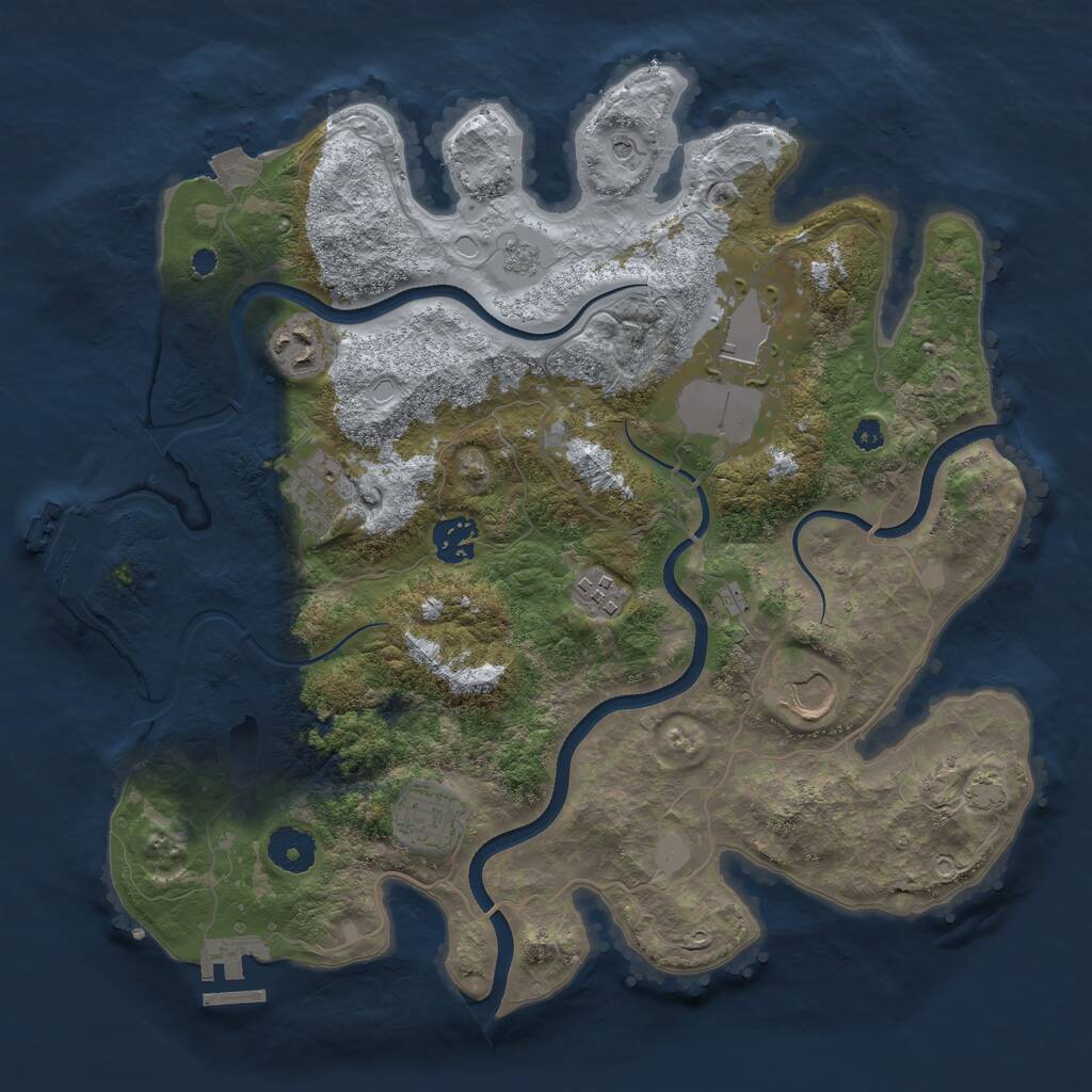 Rust Map: Procedural Map, Size: 3500, Seed: 4687942, 13 Monuments