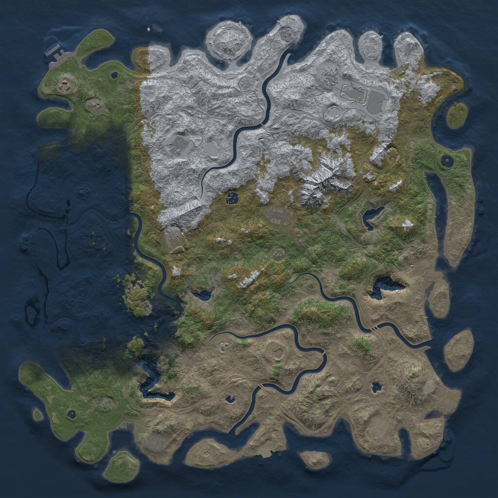 Rust Map: Procedural Map, Size: 6000, Seed: 32028, 17 Monuments