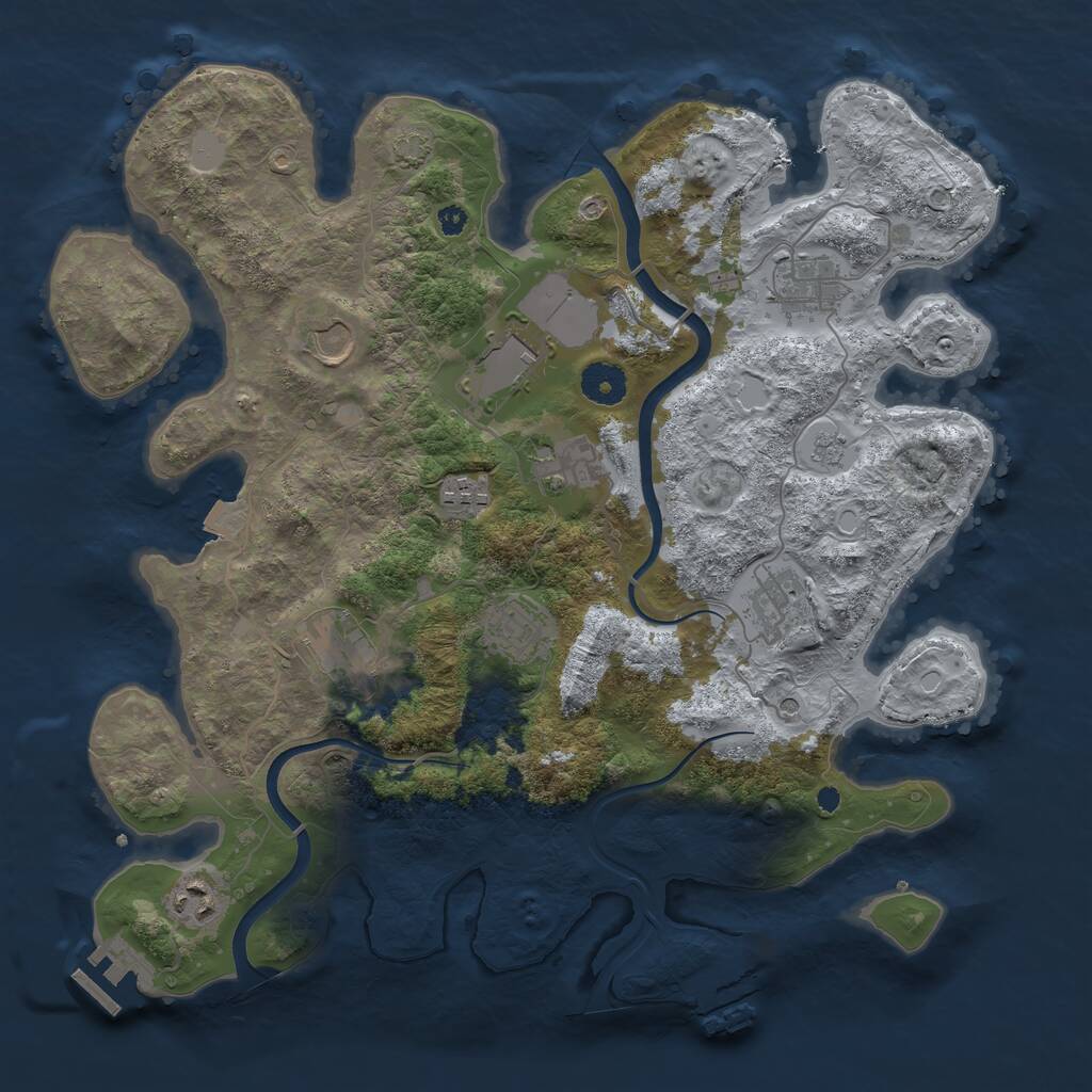 Rust Map: Procedural Map, Size: 3700, Seed: 1954406444, 15 Monuments
