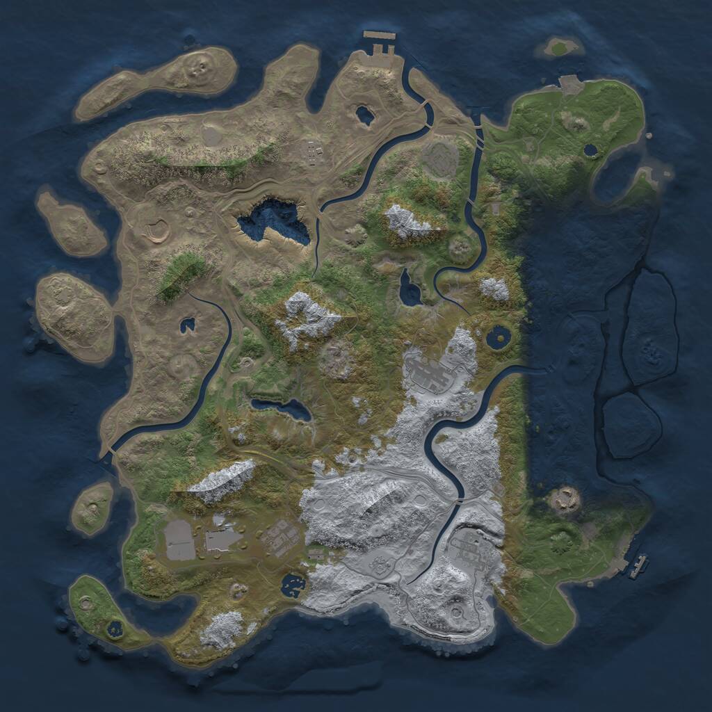 Rust Map: Procedural Map, Size: 4500, Seed: 939468927, 15 Monuments