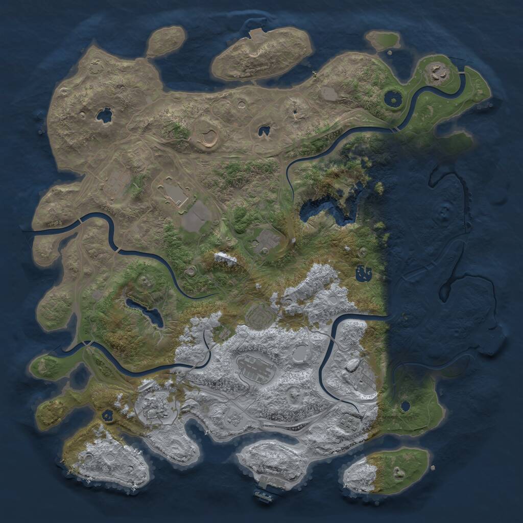 Rust Map: Procedural Map, Size: 4500, Seed: 1455048364, 17 Monuments
