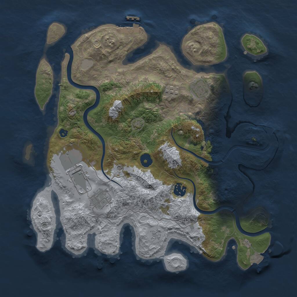 Rust Map: Procedural Map, Size: 3500, Seed: 1486177748, 10 Monuments