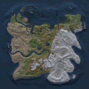 Thumbnail Rust Map: Procedural Map, Size: 3500, Seed: 1195951391, 15 Monuments