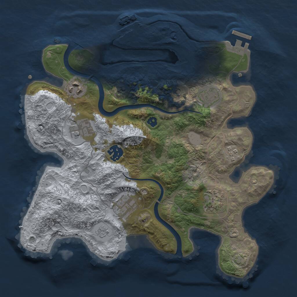 Rust Map: Procedural Map, Size: 3000, Seed: 988277584, 13 Monuments